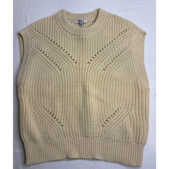 Women’s Madewell Size Small Cream Mariela Pointelle Sweater Tee/tank/vest EUC - Picture 3 of 7
